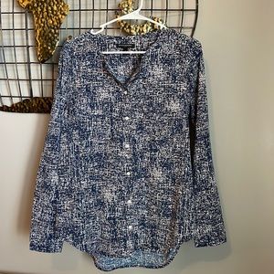 All over print button down blouse